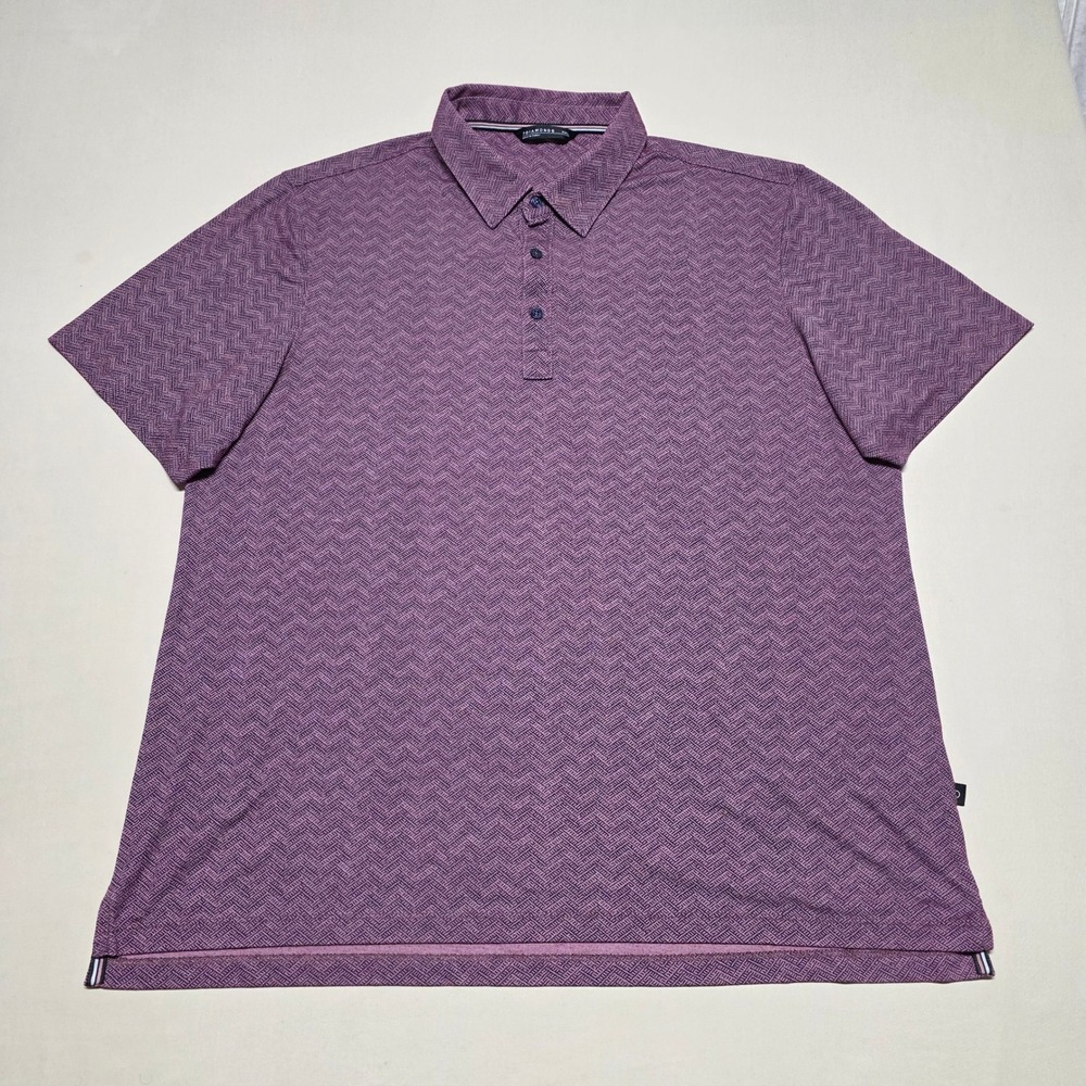 7 Diamonds Tantalus Polo Shirt Men XXL Purple Geometric Pullover Reg Fit Stretch